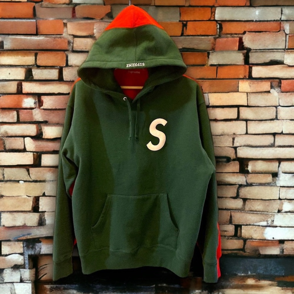 Supreme S Logo Split Hoodie (Red/Green)